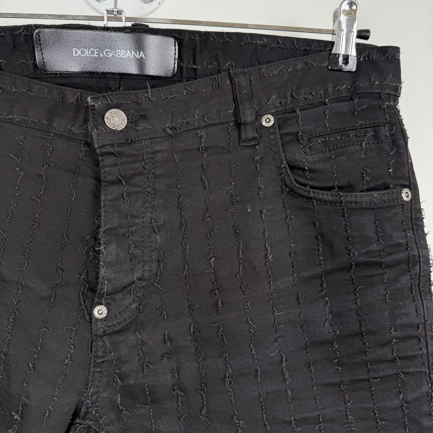 Dolce & Gabbana '14 Gold' Distressed Striped Denim **