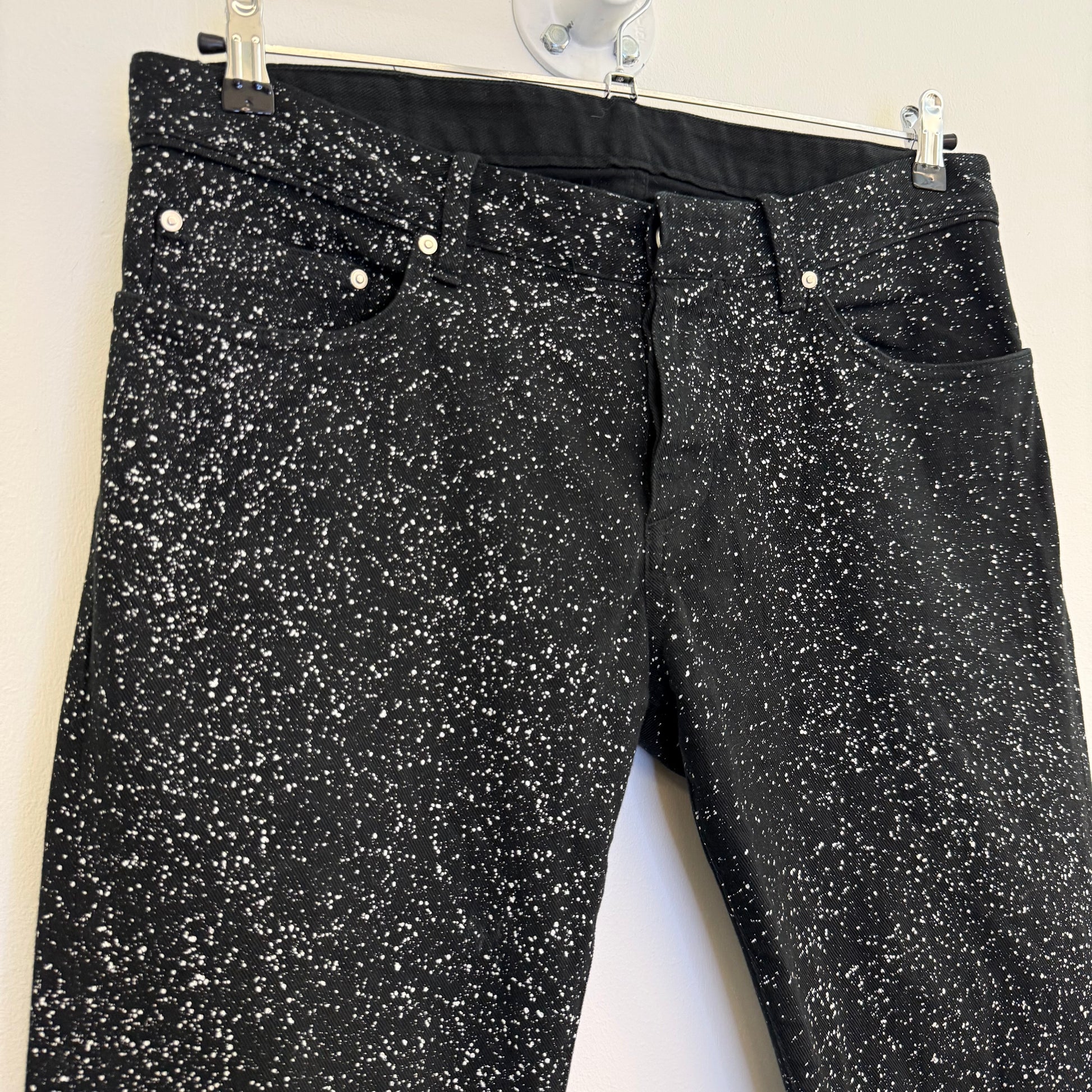 Balenciaga jeans black with white speckles