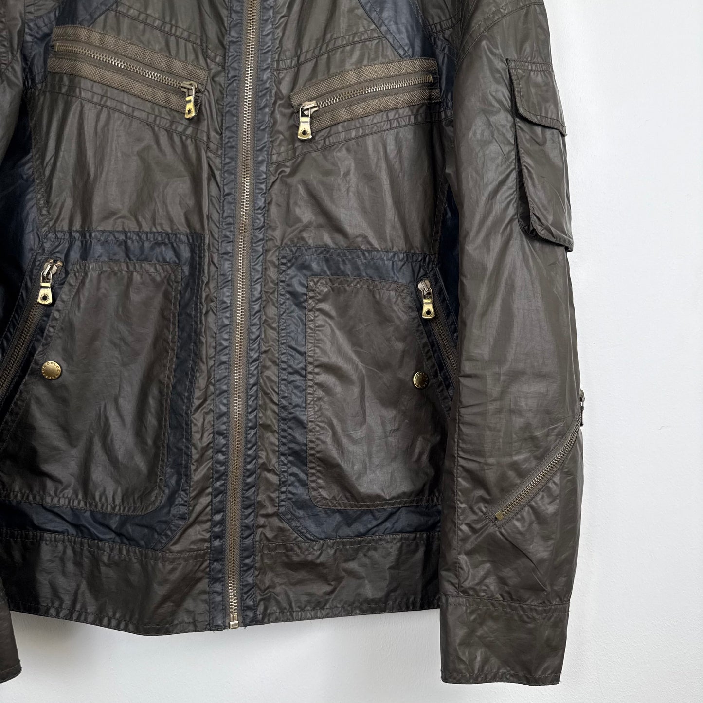 Dolce & Gabbana Vintage 2007 Nylon Utility Jacket ,Cargo Pockets, Khaki/Black