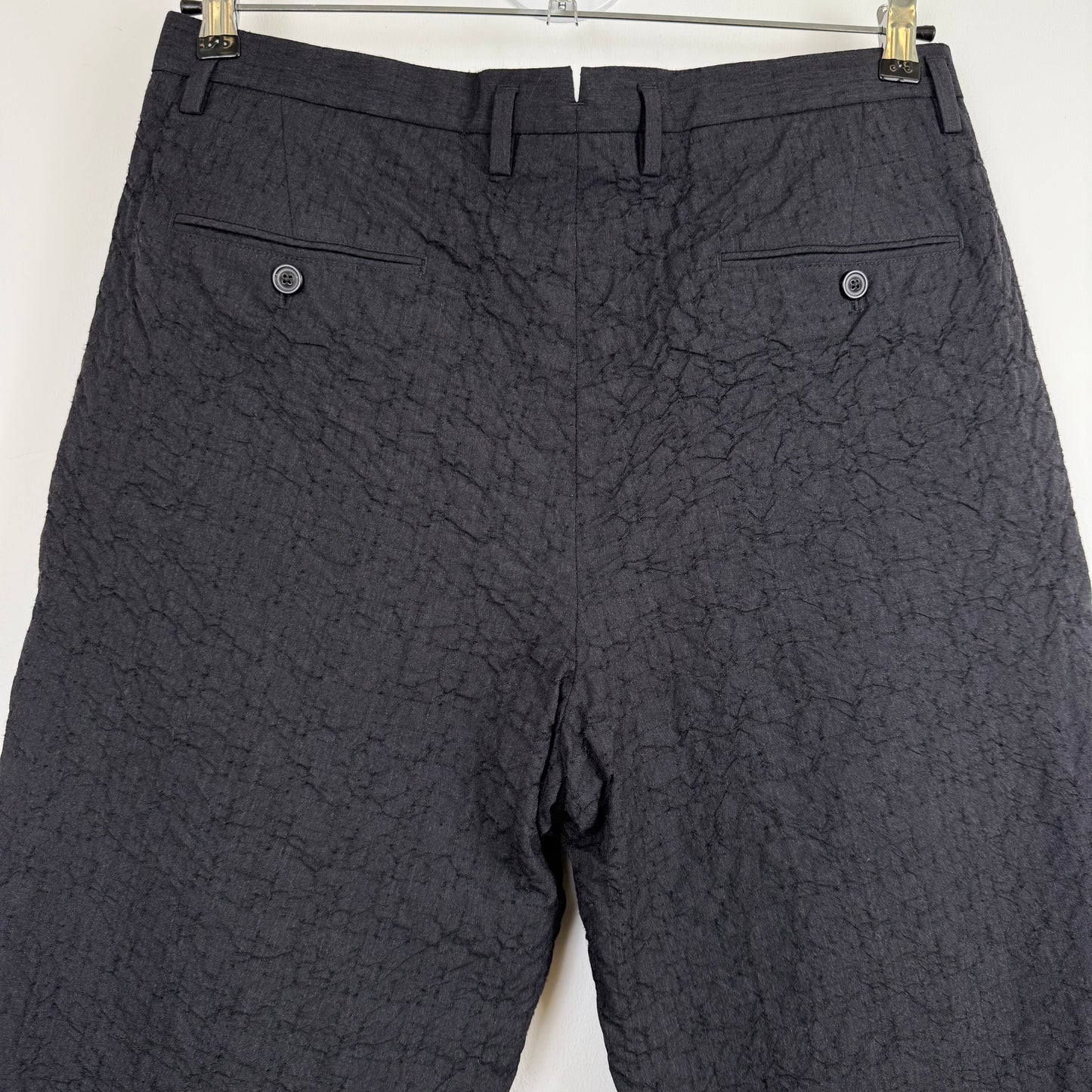Maison Margiela Line 14 Black Crinkled Pleated Trousers