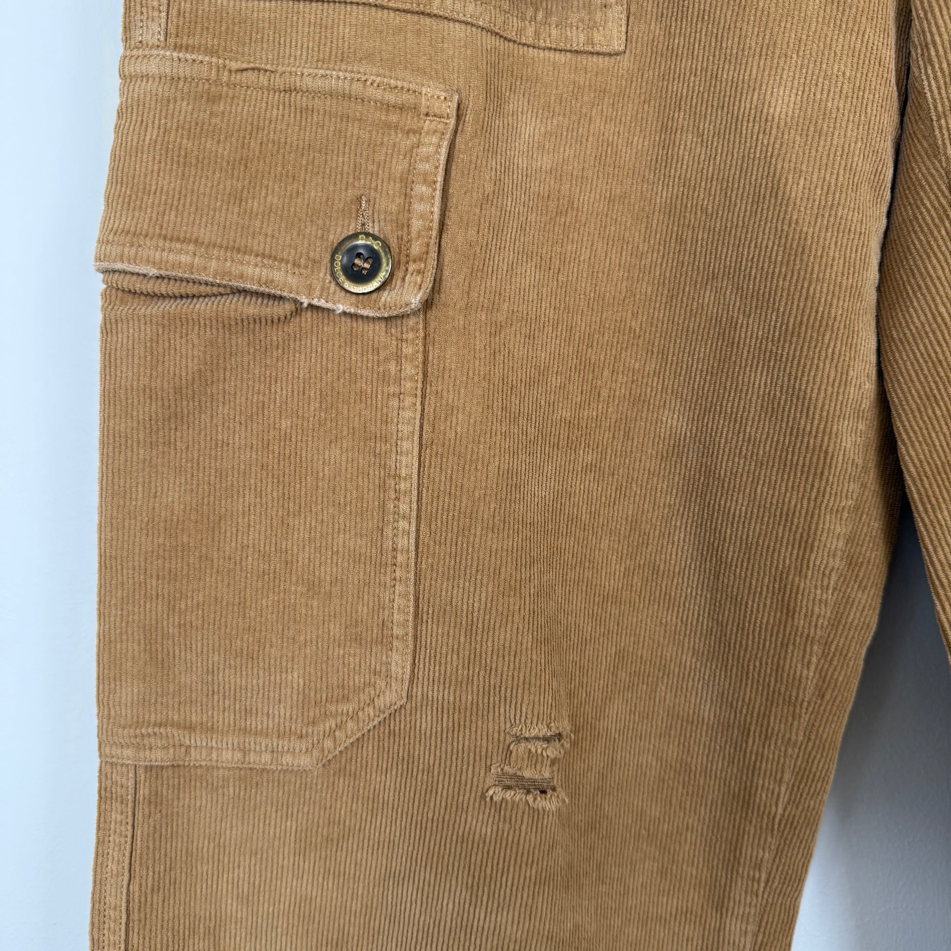D&G Dolce & Gabbana Vintage Corduroy Cargo Pants - New With Tags