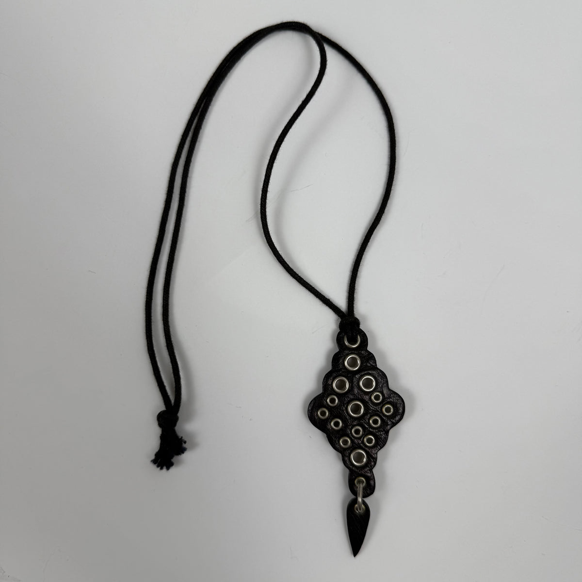 Jean Paul Gaultier Leather Grommet Pendant Necklace