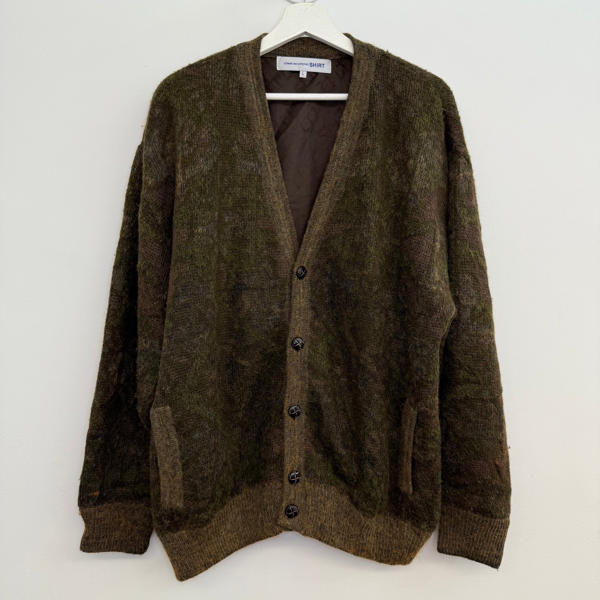 COMME des GARÇONS SHIRT Jacquard Camo Lined Cardigan (Early 2010s)