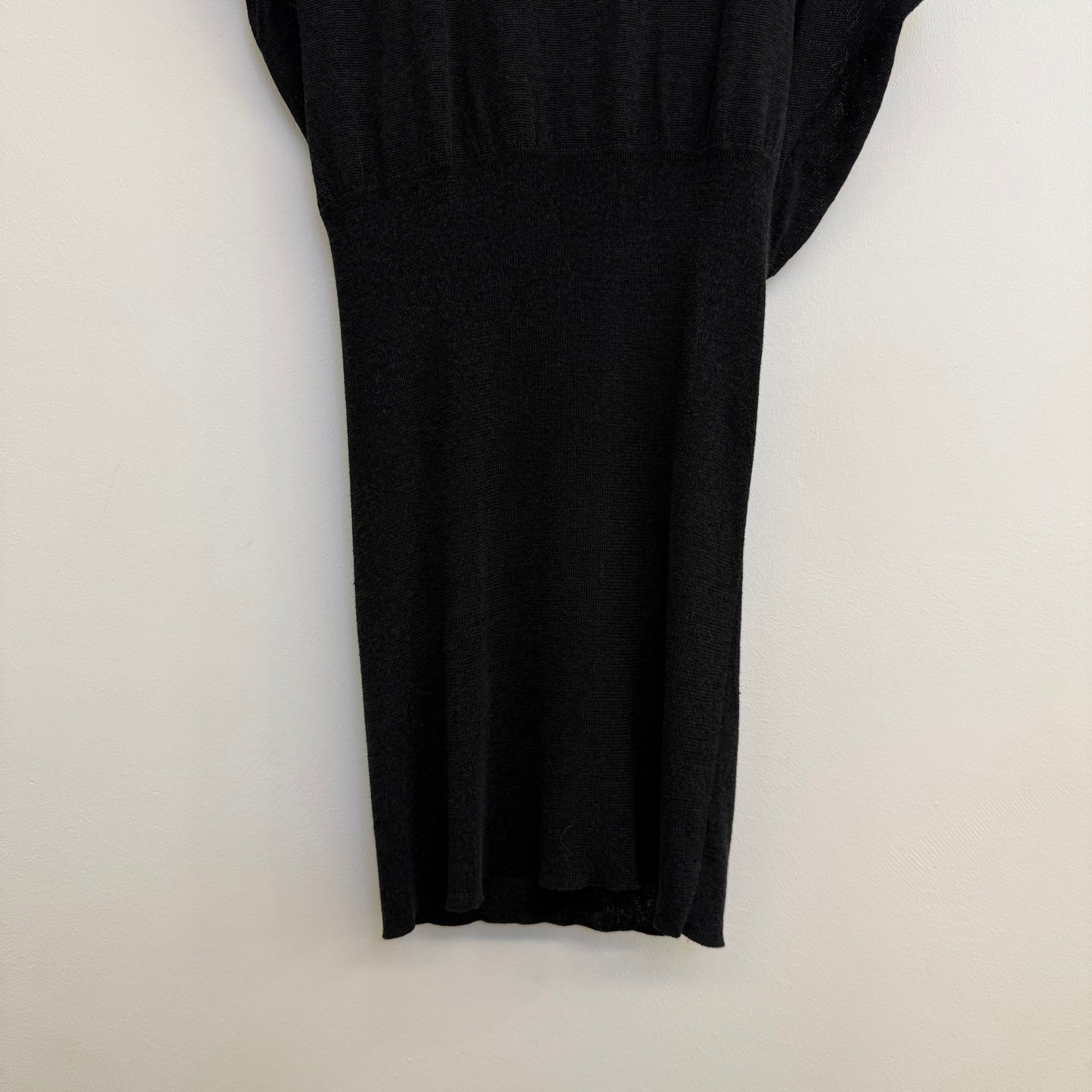 Martin Margiela black dress with bat model top