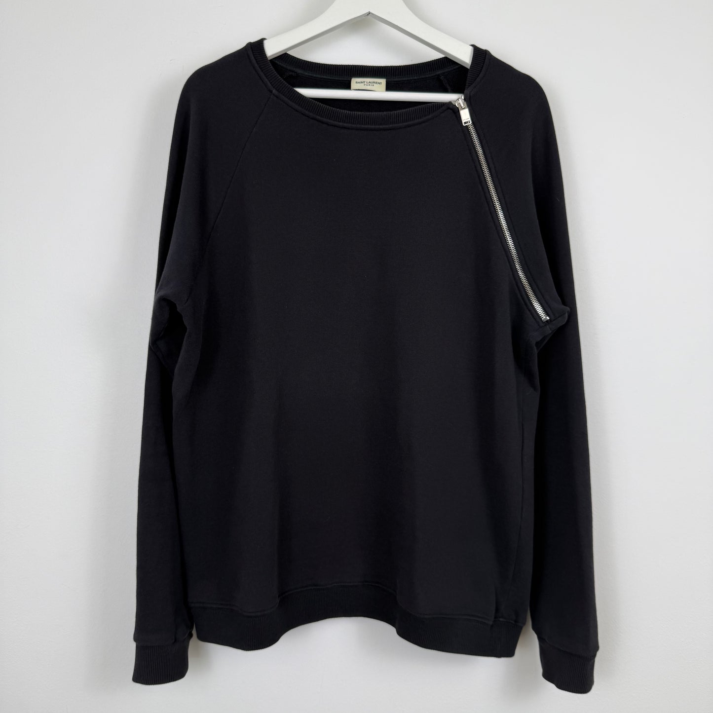 Saint Laurent Paris 2014 Asymmetric Zip Raglan Sweatshirt