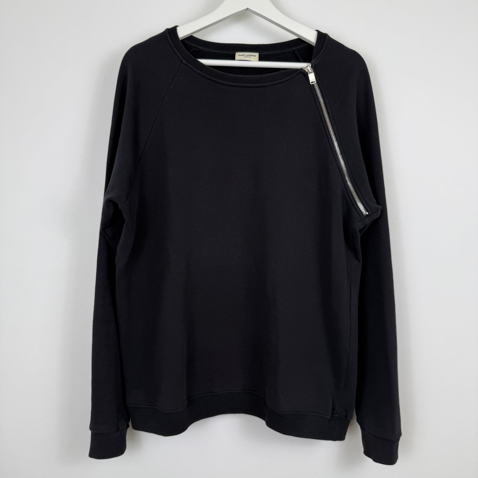 Saint Laurent Paris 2014 Asymmetric Zip Raglan Sweatshirt