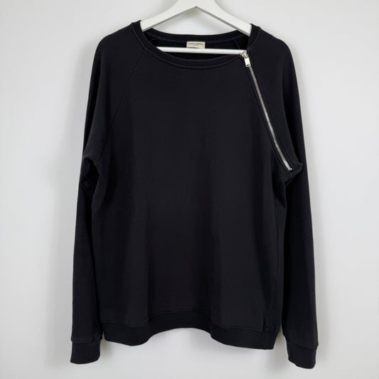 Saint Laurent Paris 2014 Asymmetric Zip Raglan Sweatshirt