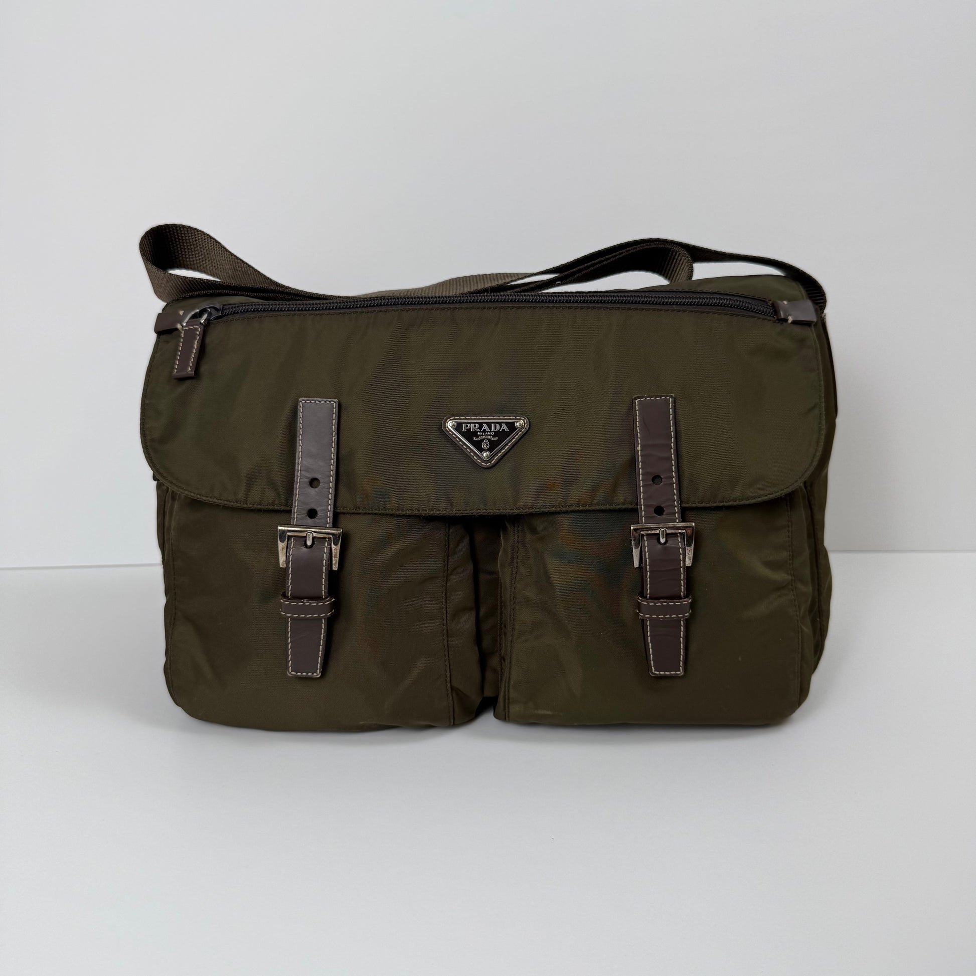 Prada Milano Nylon Double Pocket Messenger Bag