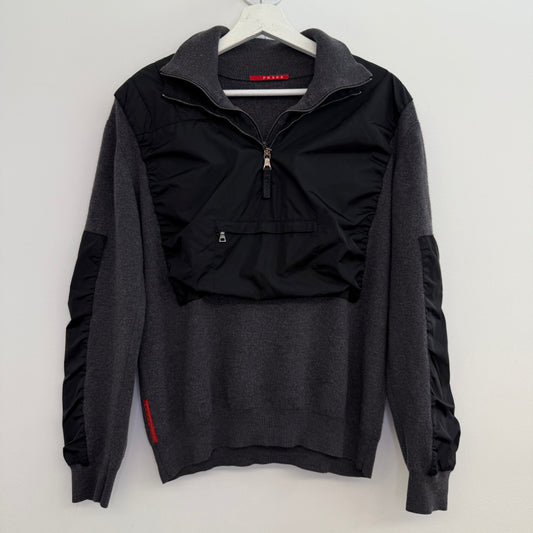 Prada Sport Linea Rossa Grey Zip-Up Fleece (ca. 2000-2005)