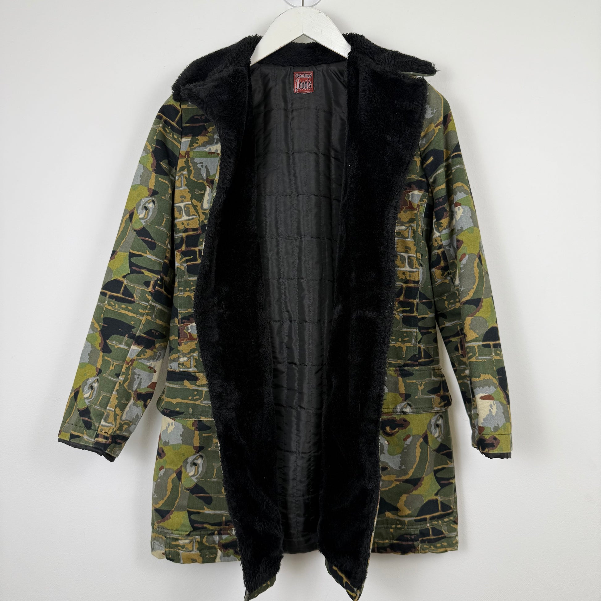Jean Paul Gaultier 1997 "Fight Racism" Graphic face camo Coat