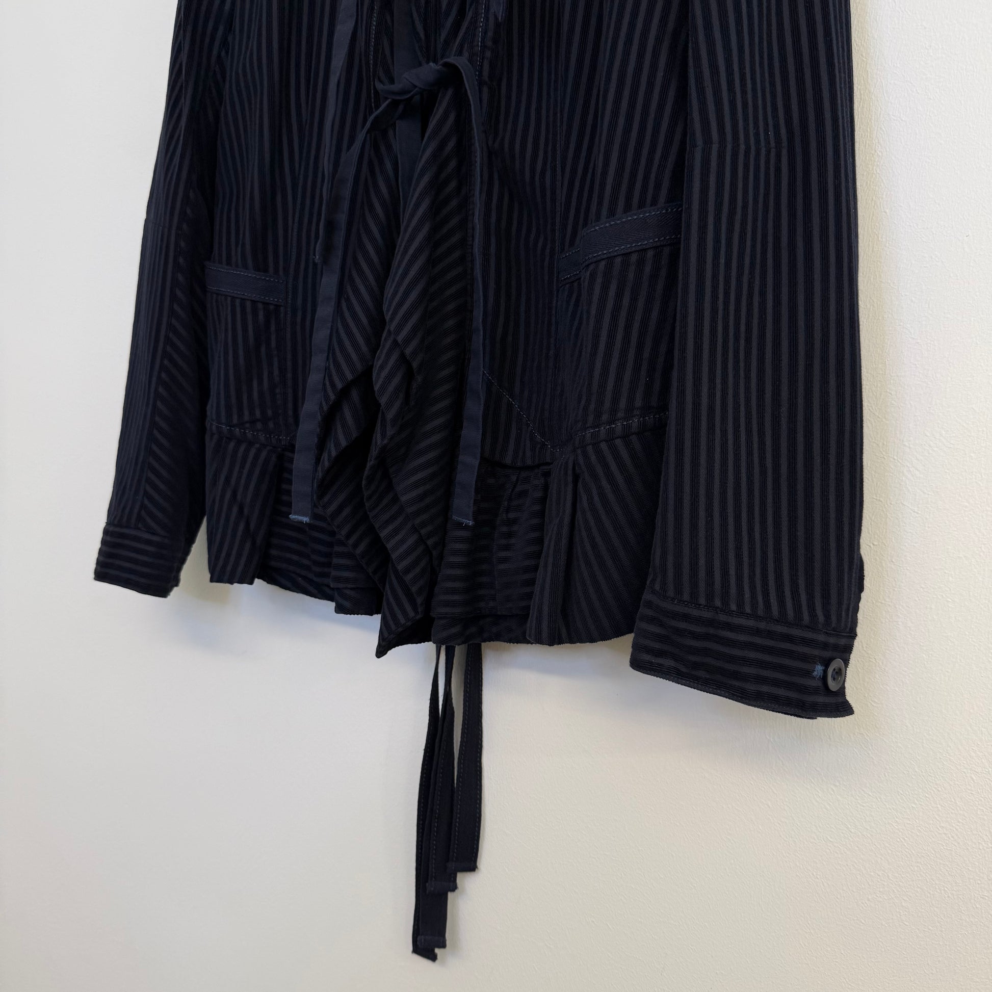 Marithe & Francois Girbaud Striped woven blazer with bondage laces