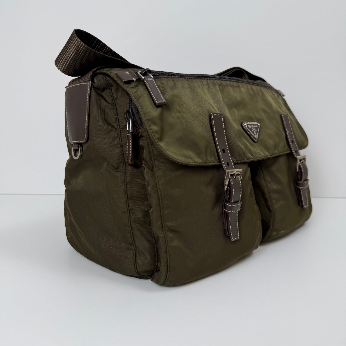Prada Milano Nylon Double Pocket Messenger Bag