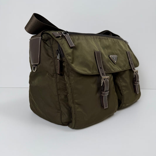 Prada Milano Nylon Double Pocket Messenger Bag