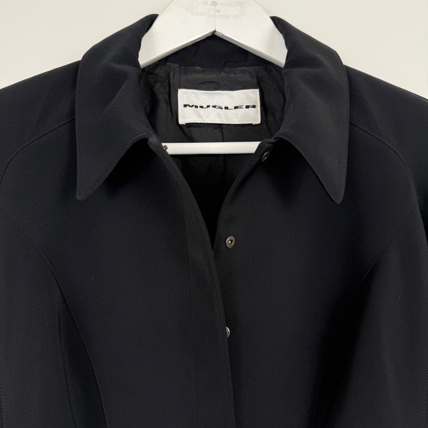 Mugler Structured Black Blazer with Zipper Cuffs