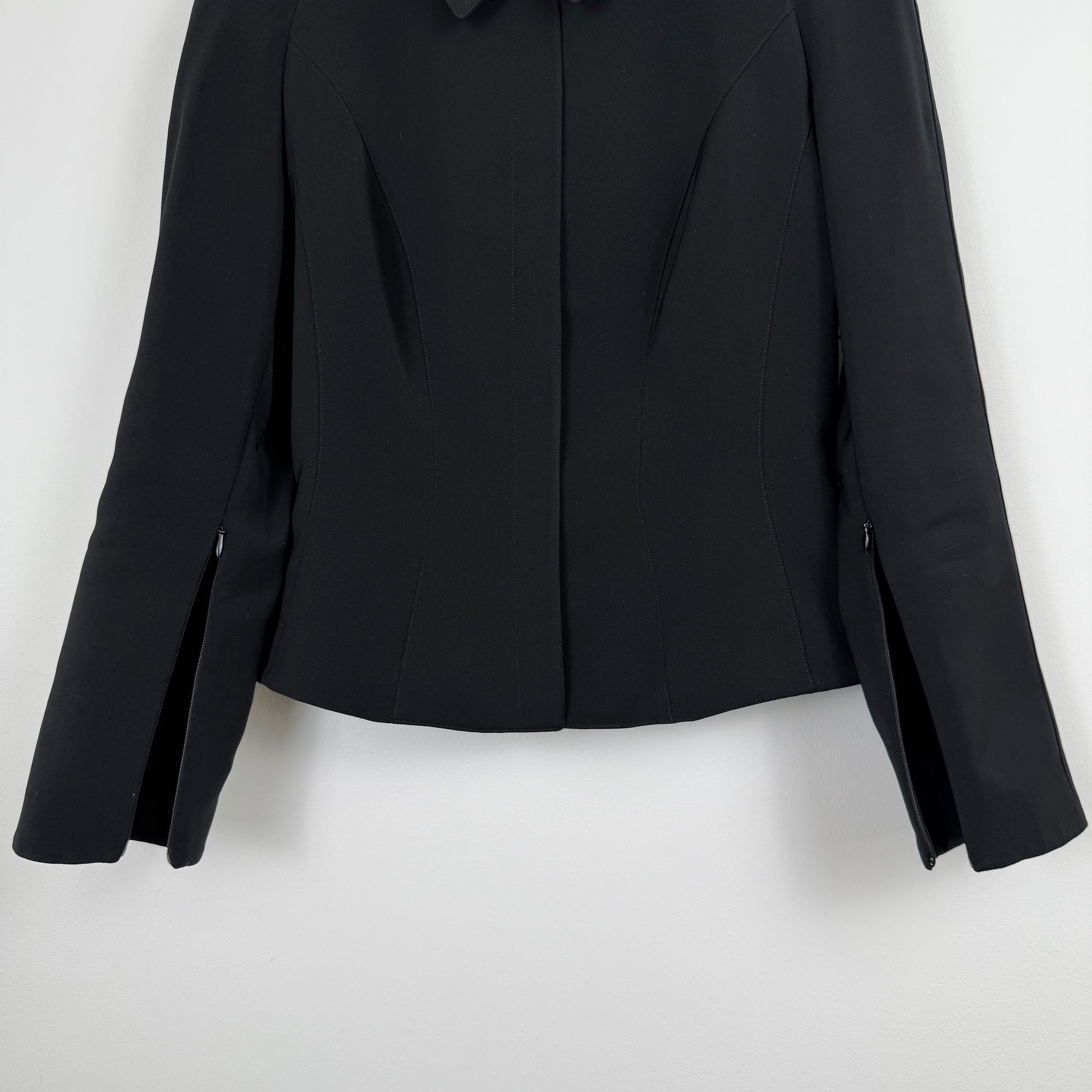 Mugler Structured Black Blazer with Zipper Cuffs