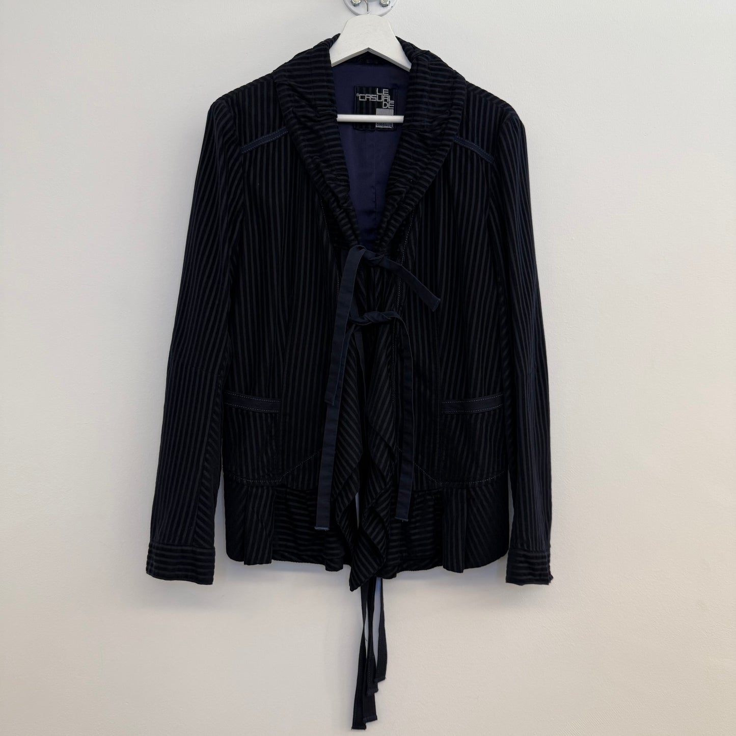 Marithe & Francois Girbaud Striped woven blazer with bondage laces