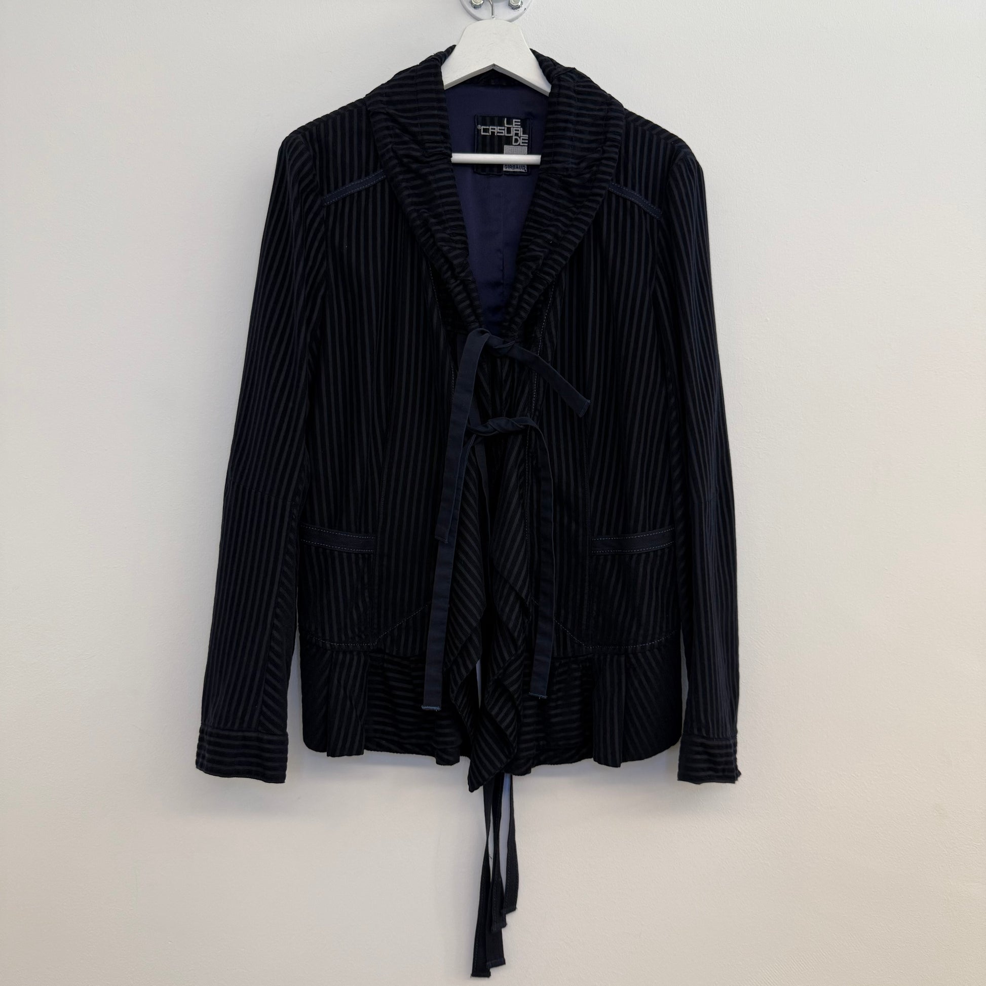 Marithe & Francois Girbaud Striped woven blazer with bondage laces