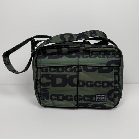 CDG x Porter (Yoshida & Co.) Logo Print Shoulder Bag — Olive/Black