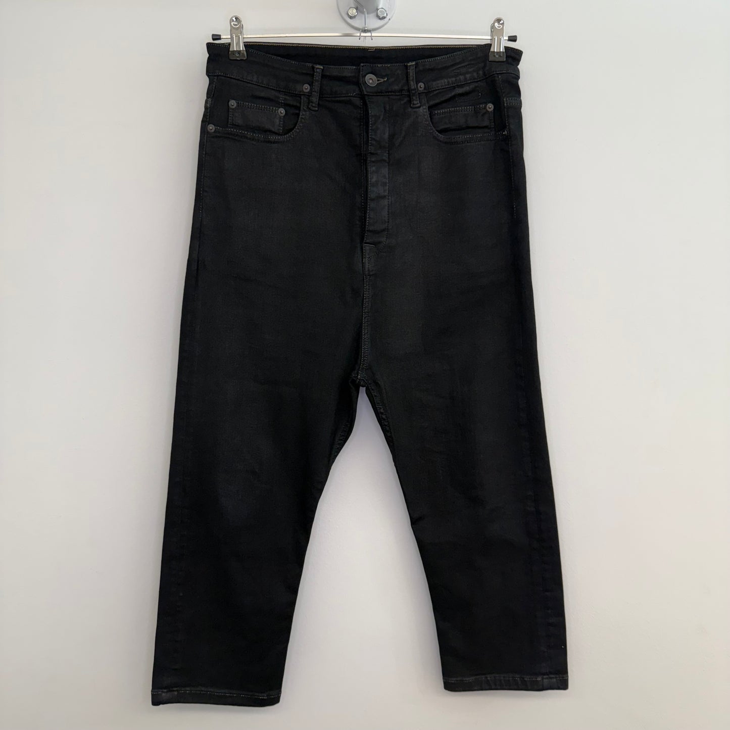 Rick Owens DRKSHDW 3/4 waxed drop crotch jeans