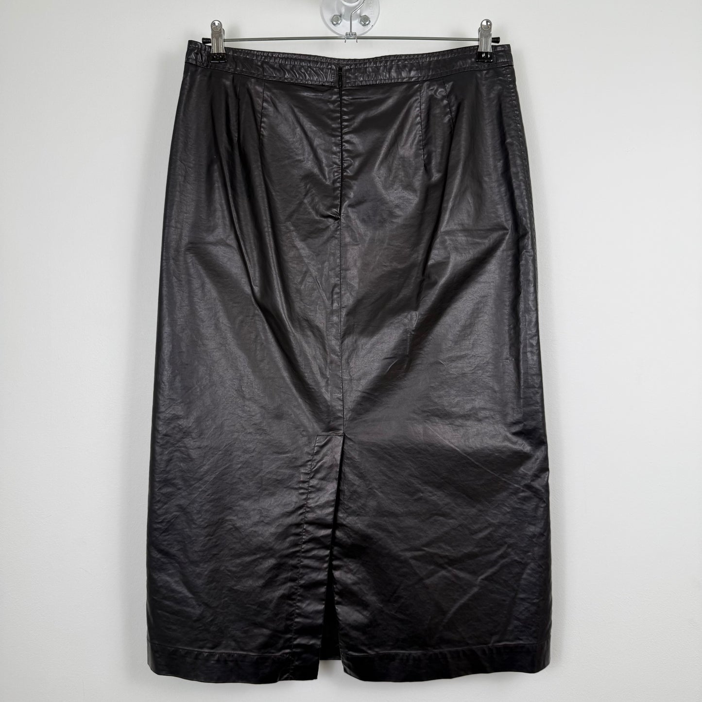 Dries van Noten Fake leather black midi skirt