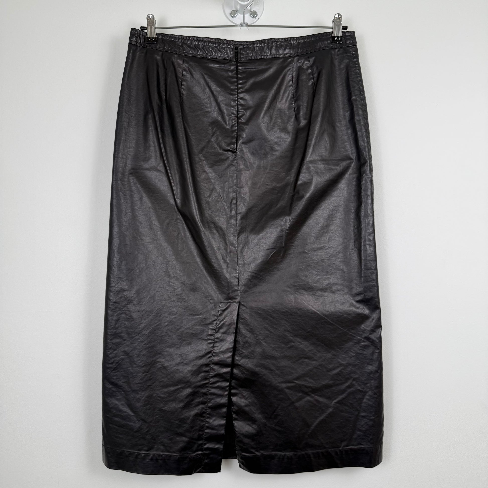 Dries van Noten Fake leather black midi skirt