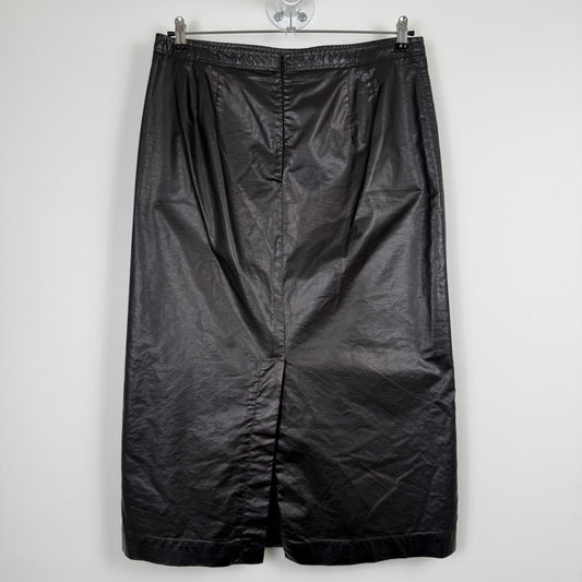 Dries van Noten Fake leather black midi skirt