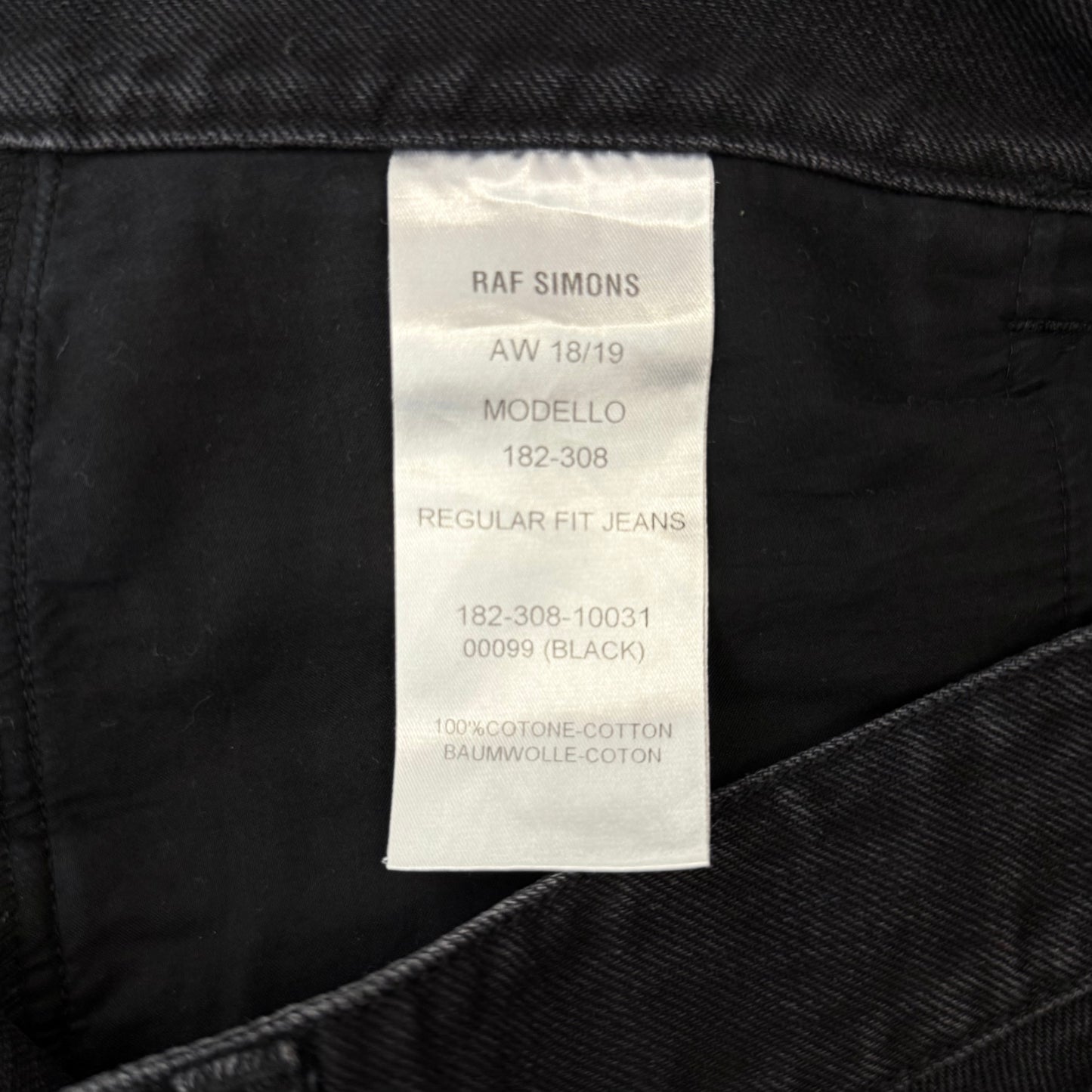 Raf Simons Regular Straight Denim ‘RS’ patch jeans