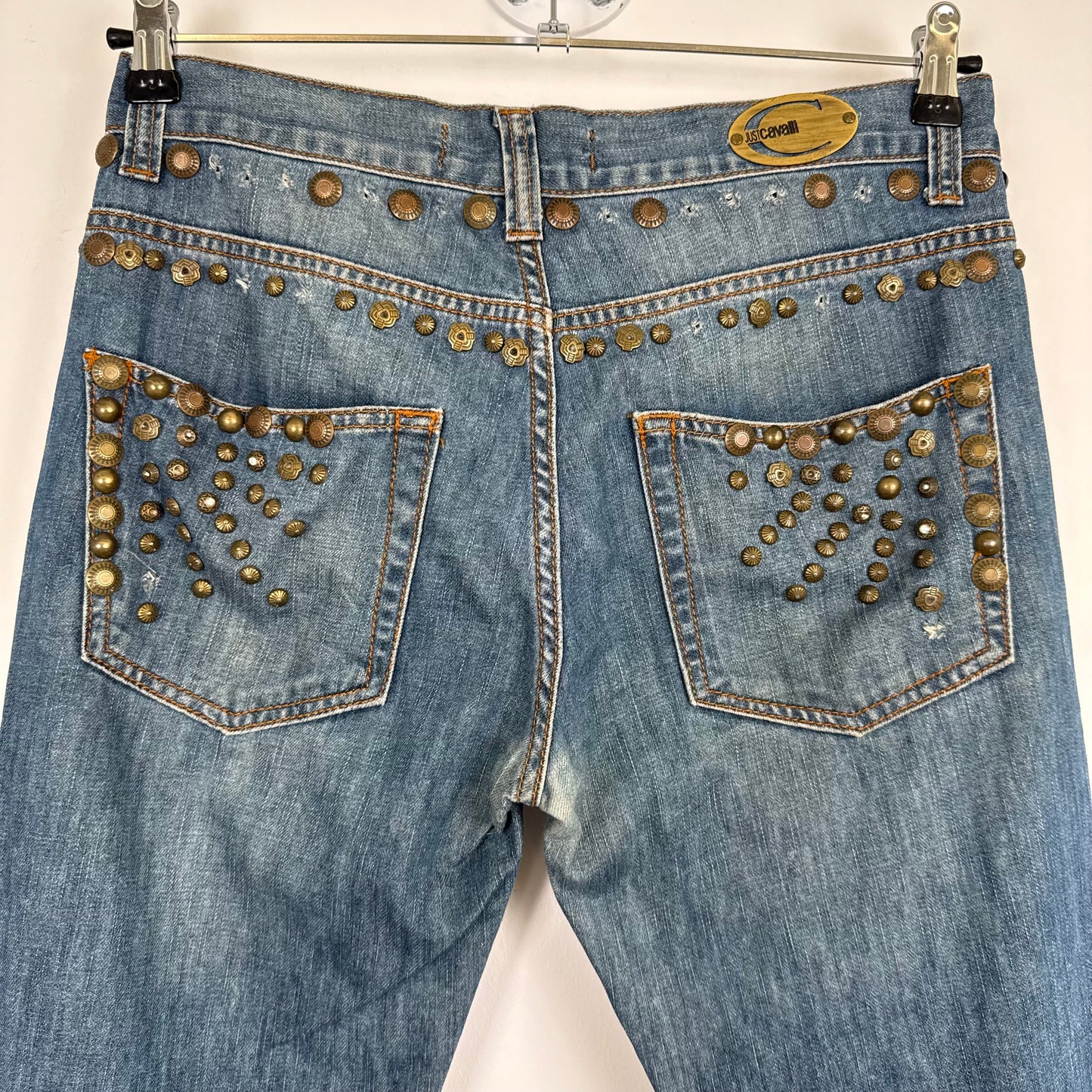 Just Cavalli Vintage Heavy Studded Straight-Leg Jeans