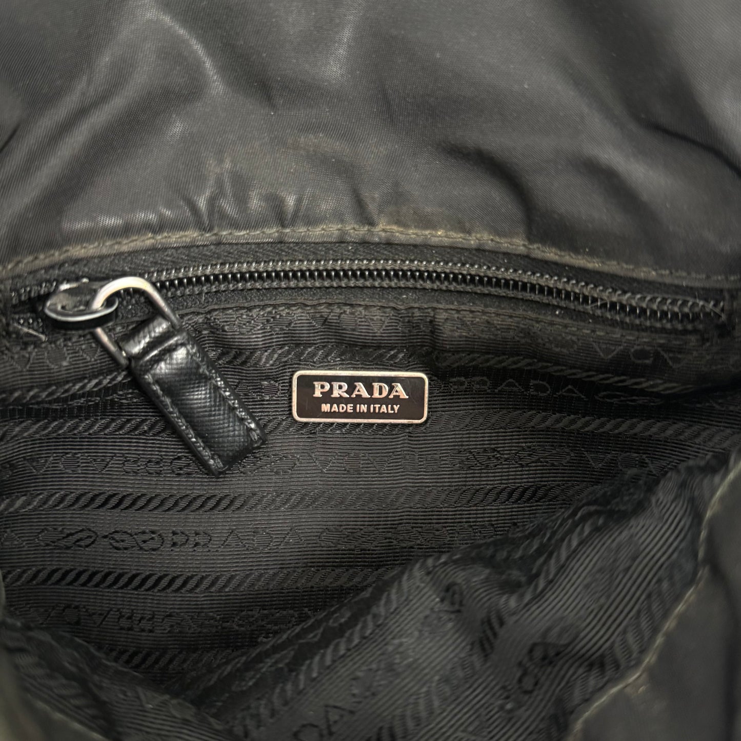 Prada Small Black Tessuto Nylon Messenger Bag with Flap (vintage)