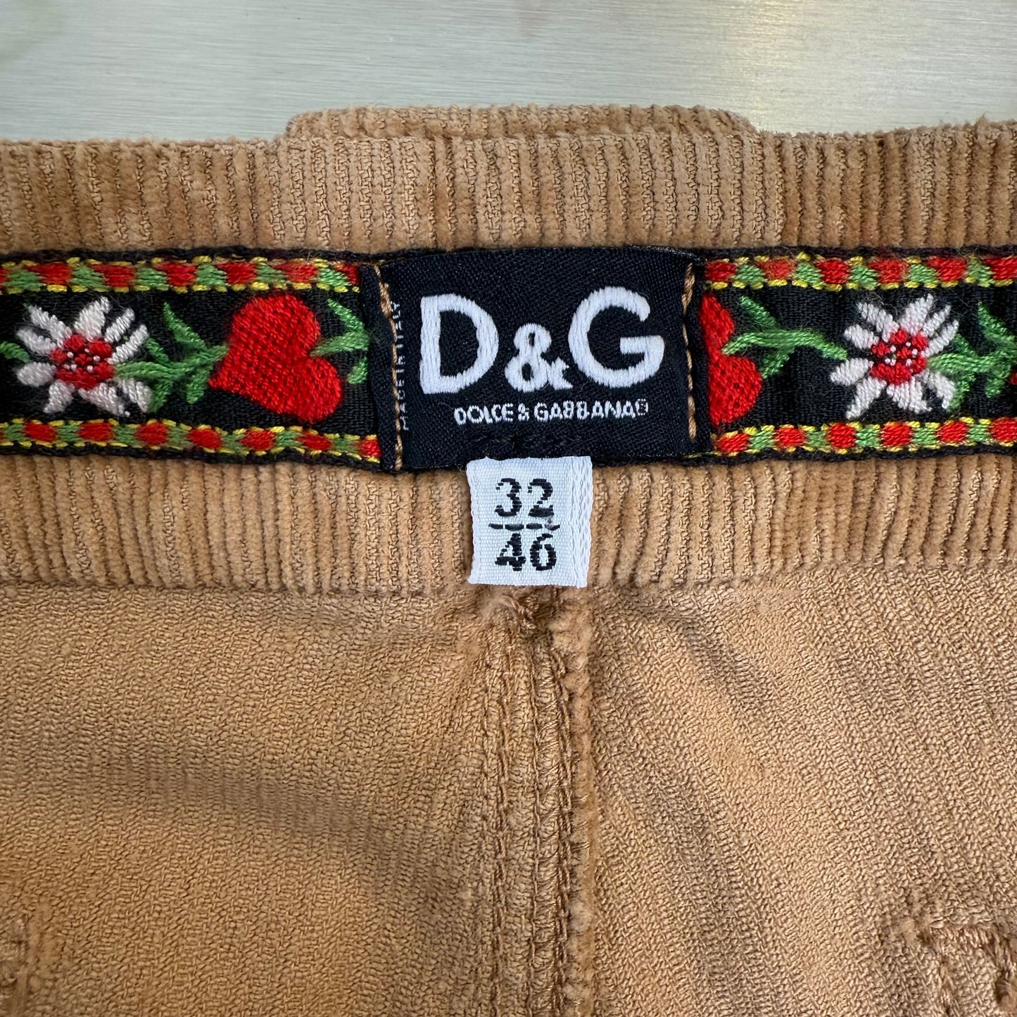 D&G Dolce & Gabbana Vintage Corduroy Cargo Pants - New With Tags