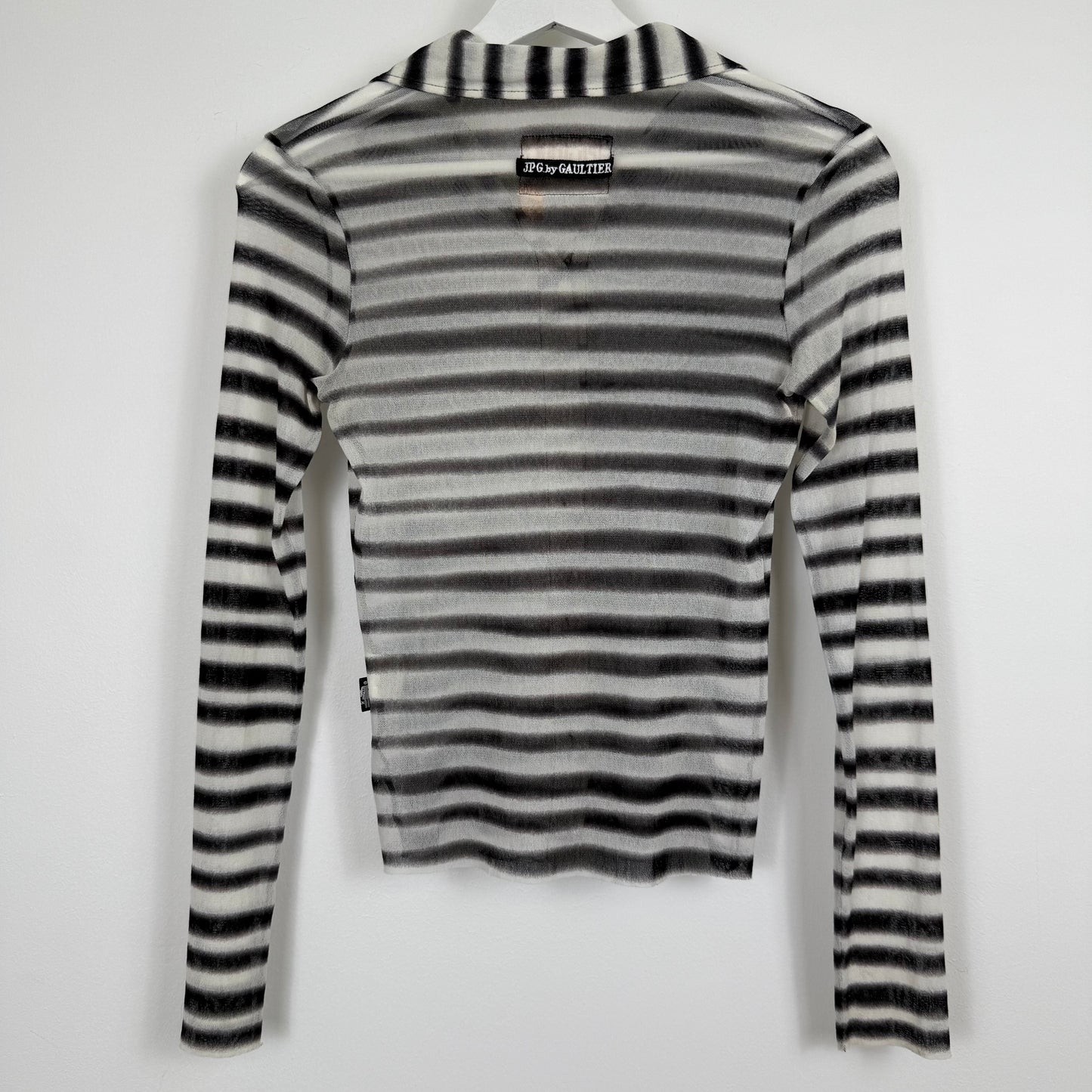 Jean Paul Gaultier JPG. Jean's Blurred Stripe Mesh Top