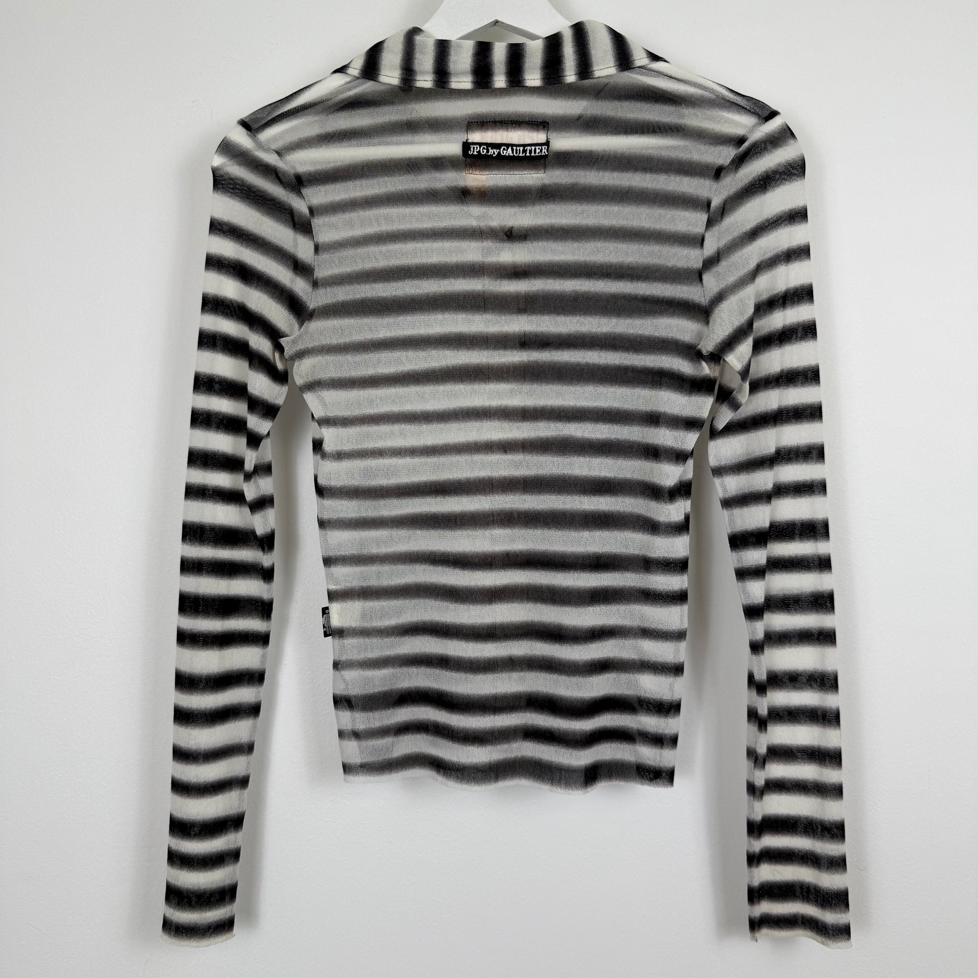 Jean Paul Gaultier JPG. Jean's Blurred Stripe Mesh Top