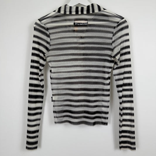 Jean Paul Gaultier JPG. Jean's Blurred Stripe Mesh Top