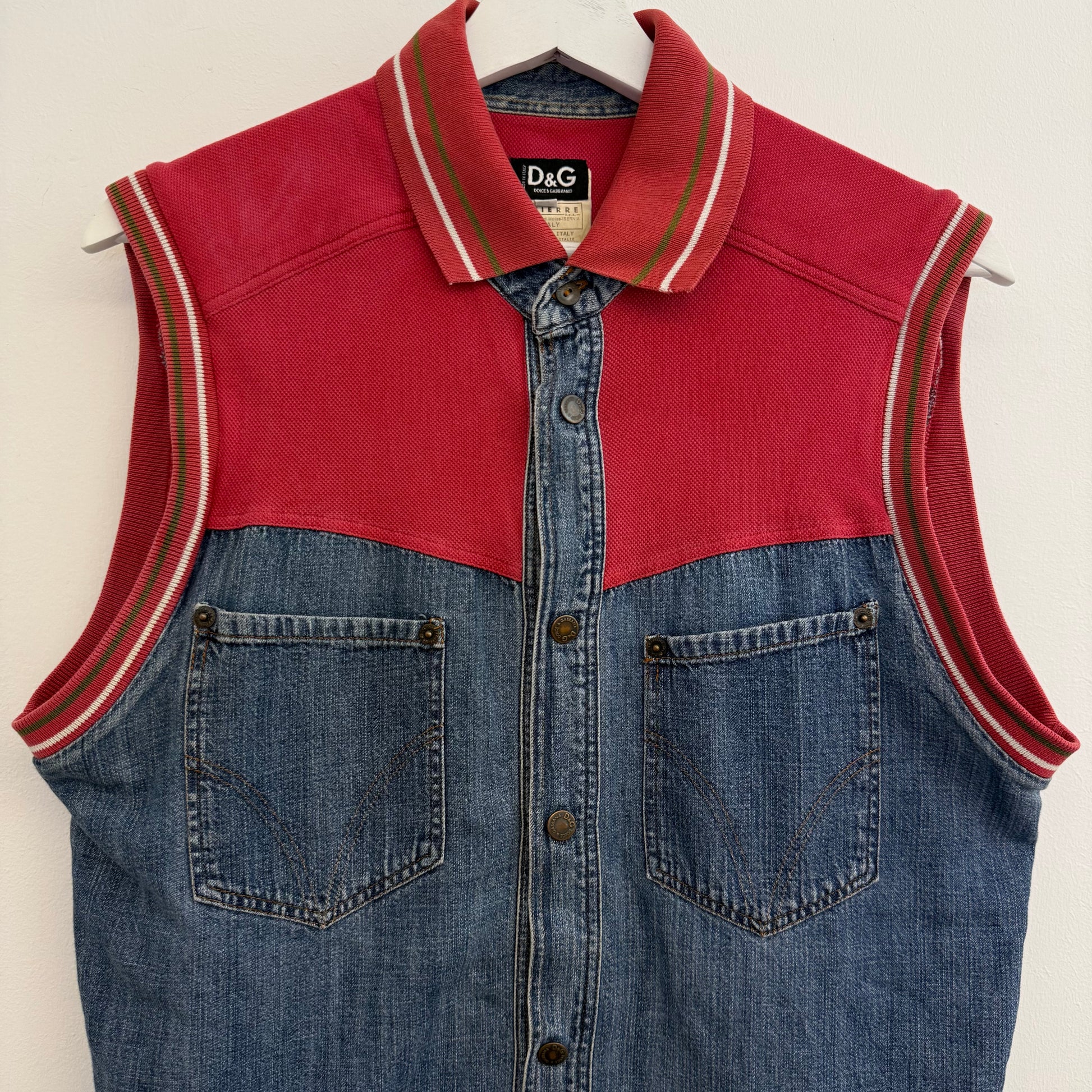 Dolce & Gabbana D&G Vintage "Funky Sport" Denim Sleeveless Shirt Vest