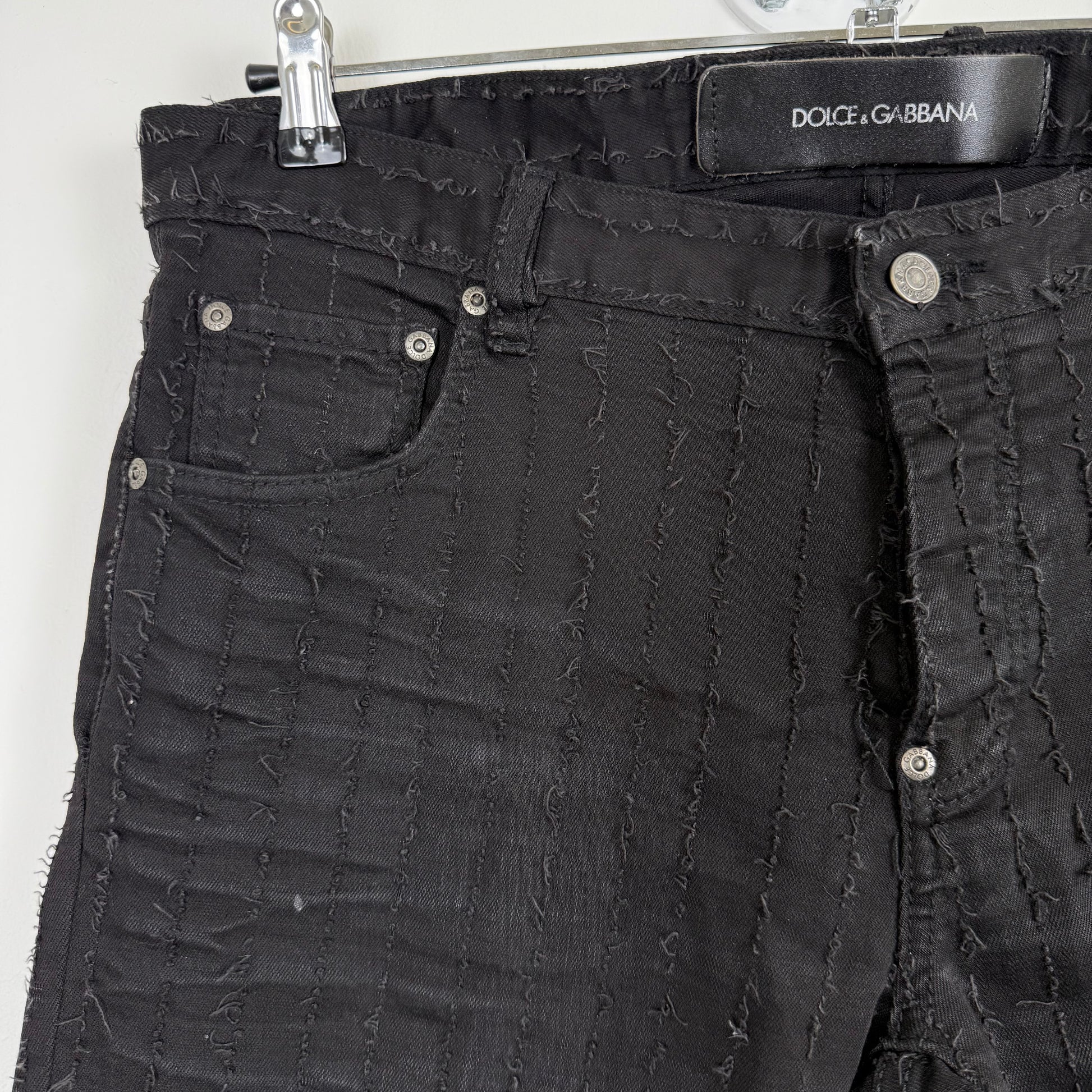 Dolce & Gabbana '14 Gold' Distressed Striped Denim **