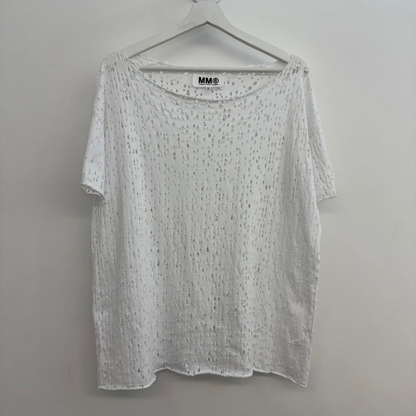 MM6 Maison Margiela Distressed Perforated Oversized Tee