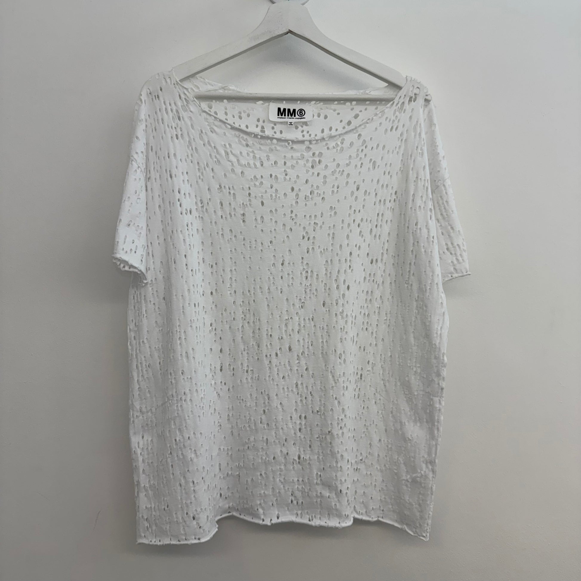 MM6 Maison Margiela Distressed Perforated Oversized Tee