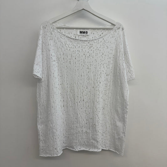 MM6 Maison Margiela Distressed Perforated Oversized Tee