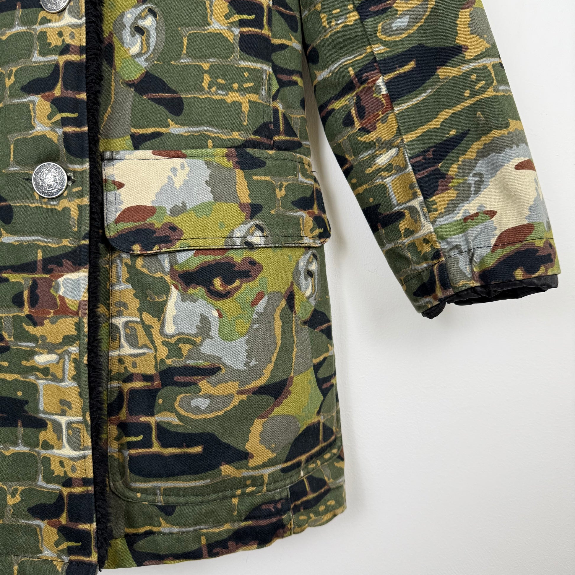 Jean Paul Gaultier 1997 "Fight Racism" Graphic face camo Coat
