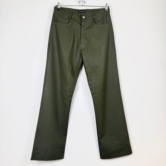 Maas Broekhuizen — Olive Waxed Denim Pants (Dries van Noten Fabric)