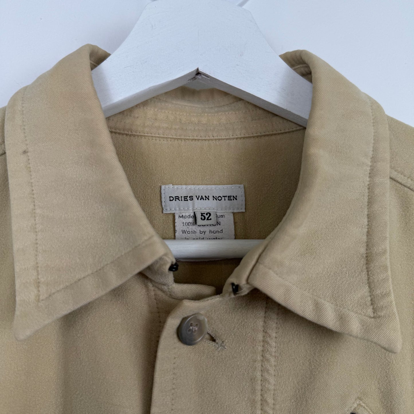Dries Van Noten Vintage Sand Cotton Zip-Pocket Shirt Jacket (c. Late 1990s / Early 2000s)