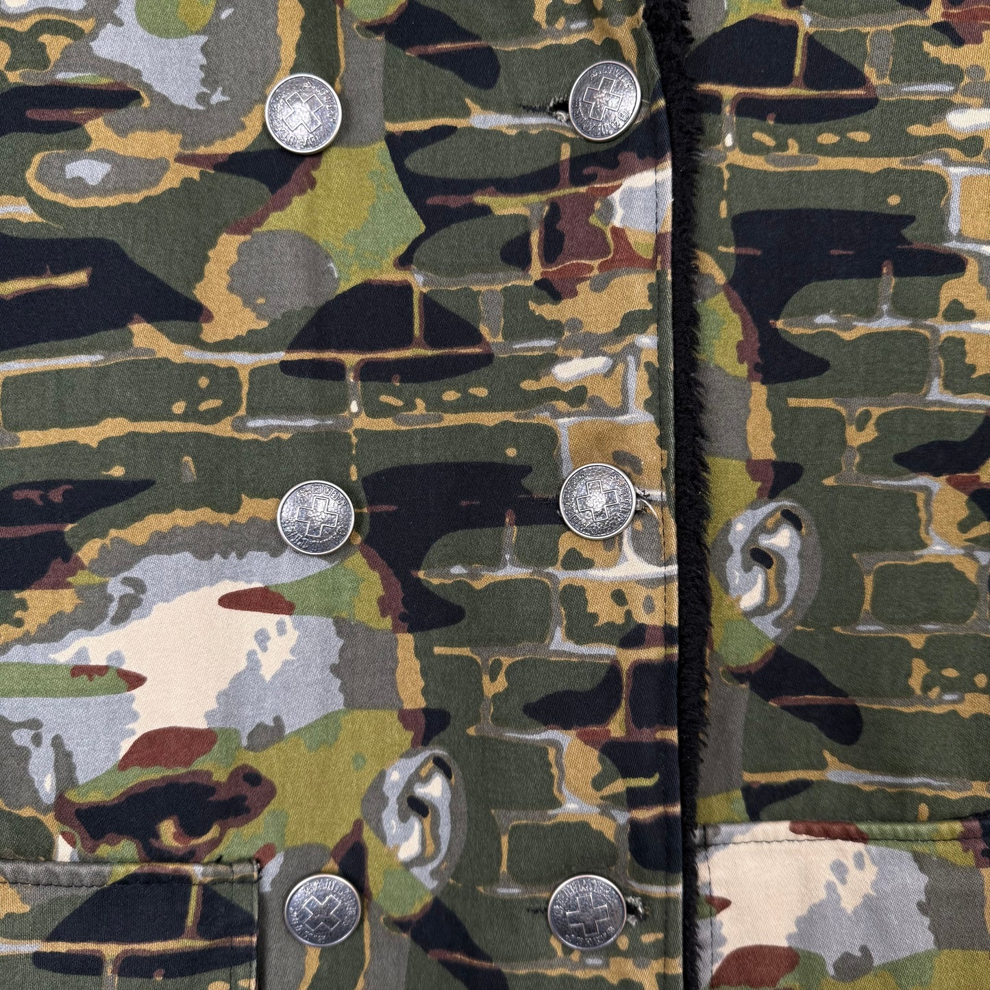 Jean Paul Gaultier 1997 "Fight Racism" Graphic face camo Coat