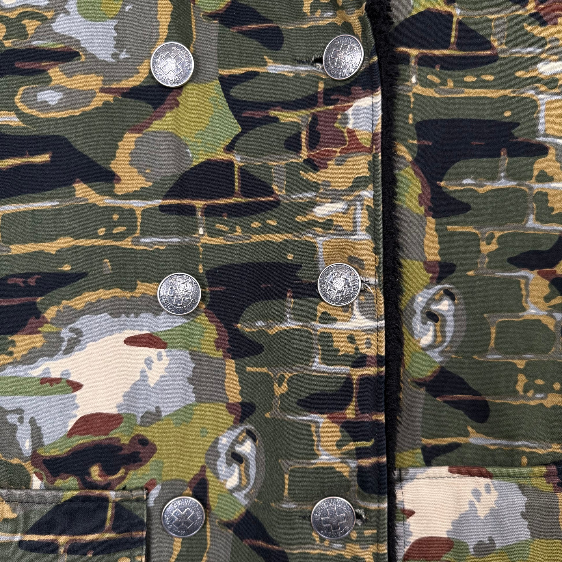 Jean Paul Gaultier 1997 "Fight Racism" Graphic face camo Coat