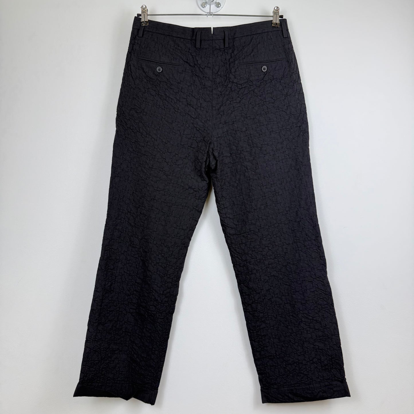 Maison Margiela Line 14 Black Crinkled Pleated Trousers