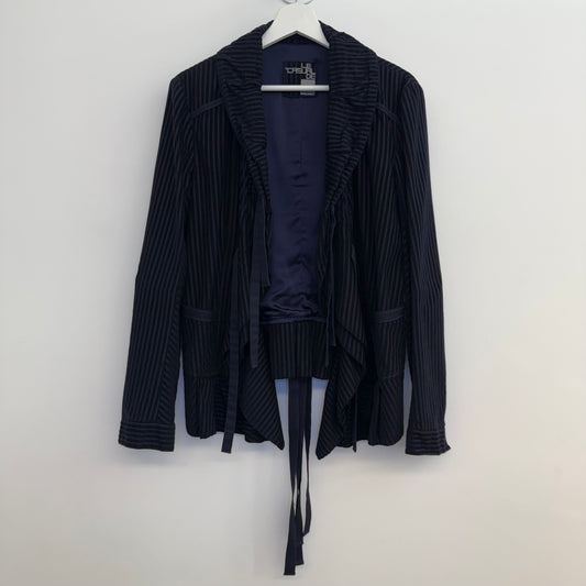 Marithe & Francois Girbaud Striped woven blazer with bondage laces