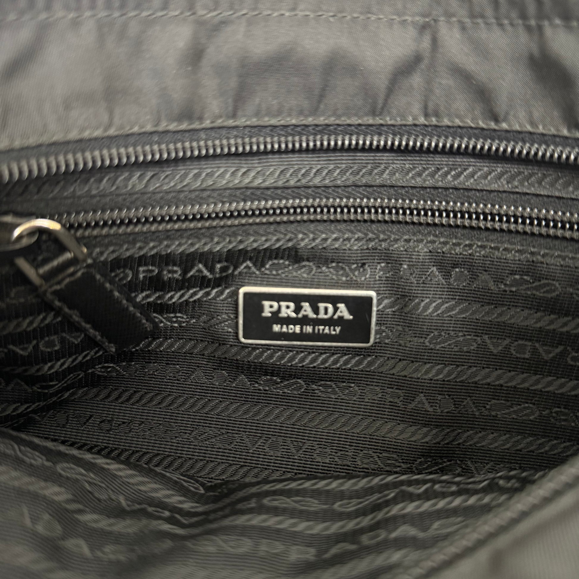 Prada Black Tessuto Nylon Flat Messenger Bag