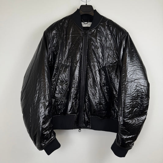 Dries Van Noten FW21 Back-Zip Crinkled Technical Bomber