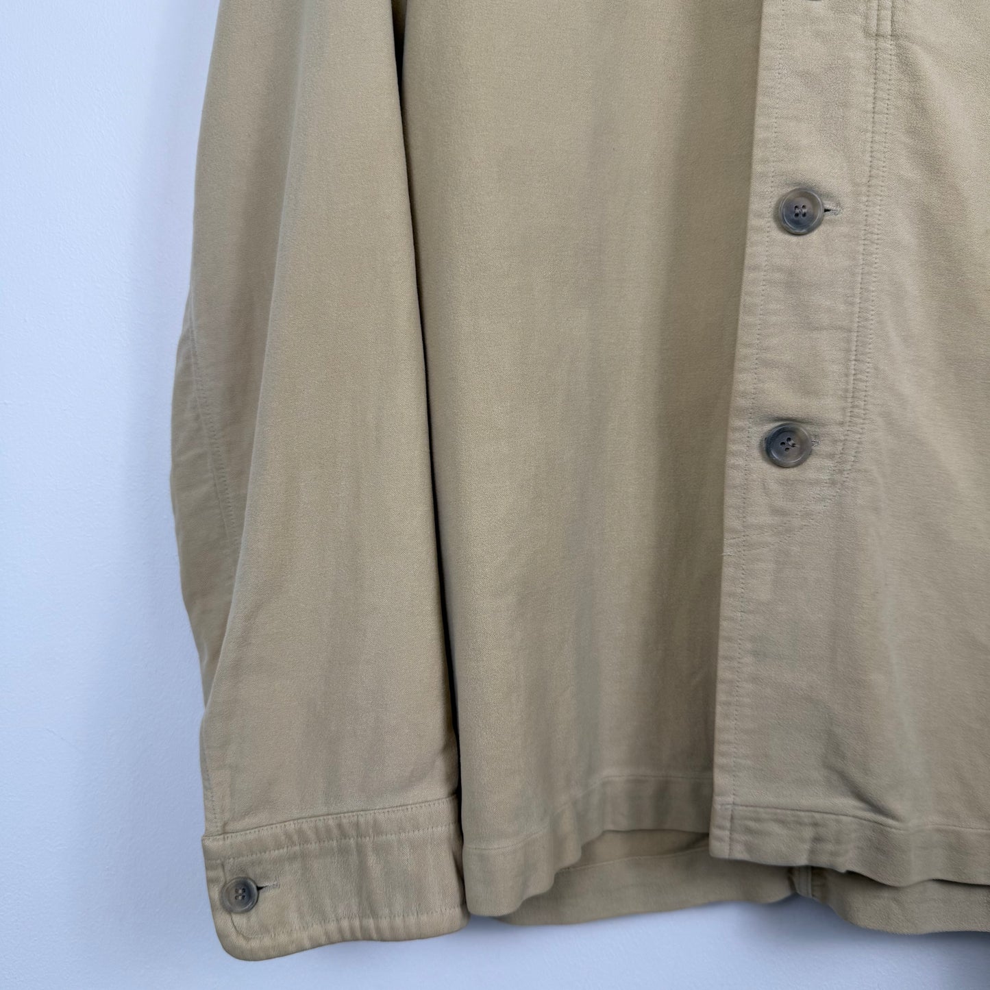 Dries Van Noten Vintage Sand Cotton Zip-Pocket Shirt Jacket (c. Late 1990s / Early 2000s)