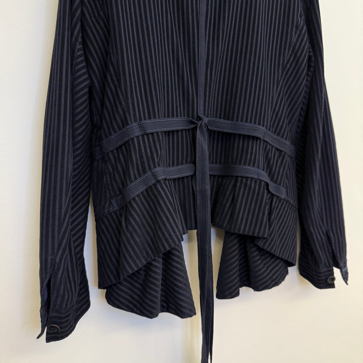 Marithe & Francois Girbaud Striped woven blazer with bondage laces