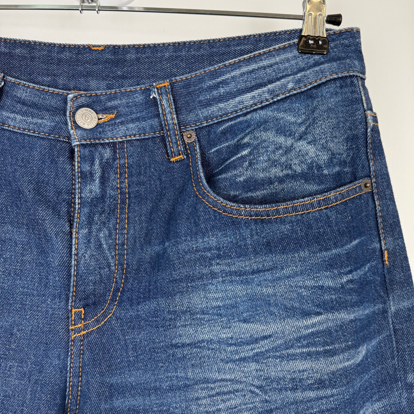MM6 Maison Margiela Blue Wash Knot-Detail Straight Leg Jeans